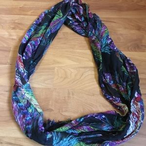 Rainbow Feather print Infinity Scarf